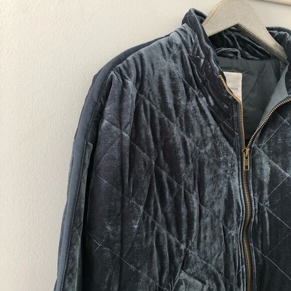 Avec Les Filles Quilted Velvet Charcoal Navy Jacket NEW - Picture 3 of 8